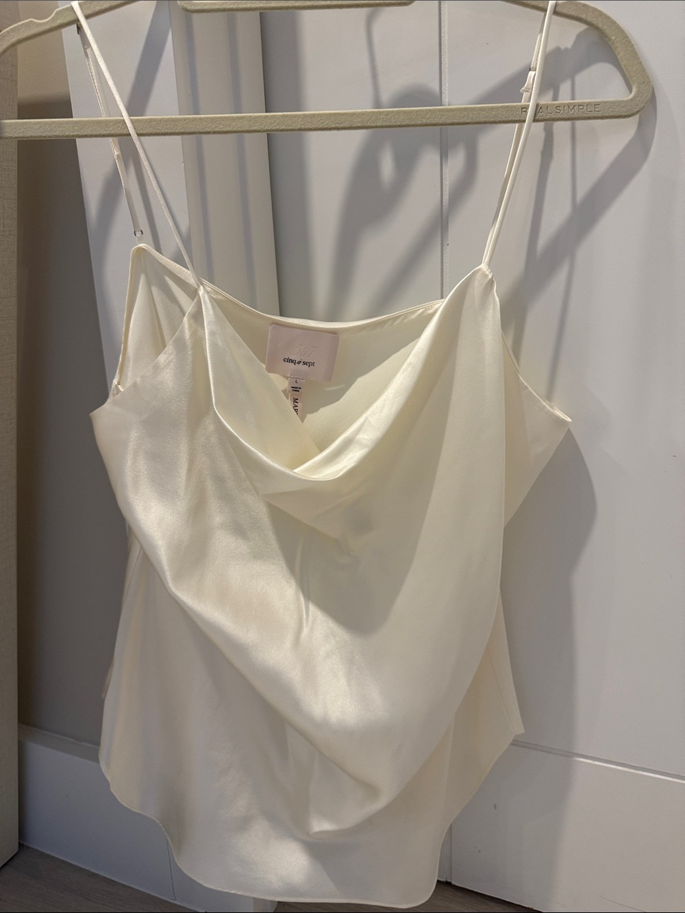cinq a sept Ivory Silk Cowl Neck Camisole-L